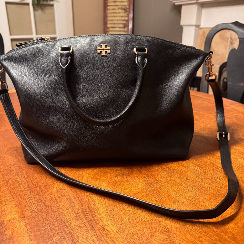 Tory Burch Frida Black Pebbled Leather Satchel